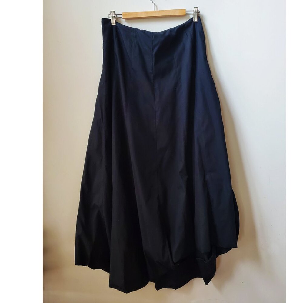 NWOT Sonia Speciale Black Cotton Poplin Fit and Flare A-Line Maxi Skirt 46 US 10